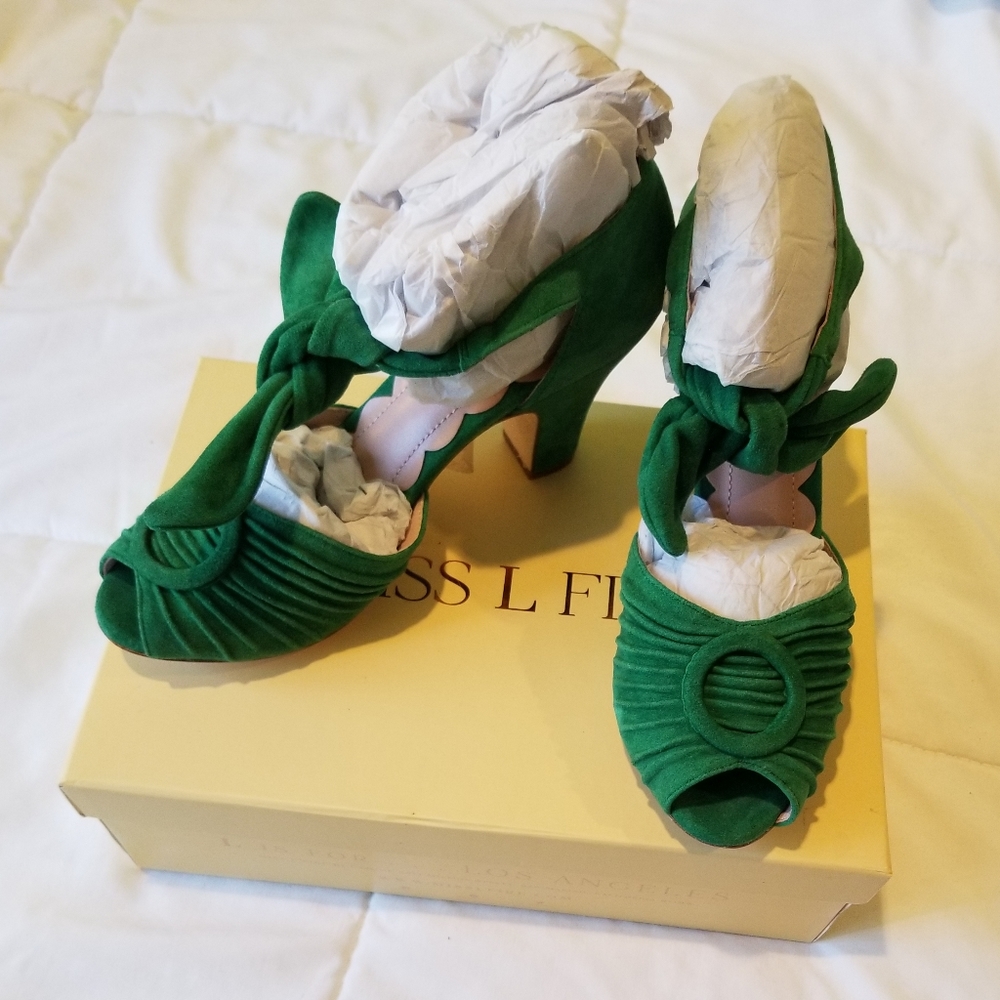 Miss L Fire Loretta Green Suede 39, US 8 SOLD